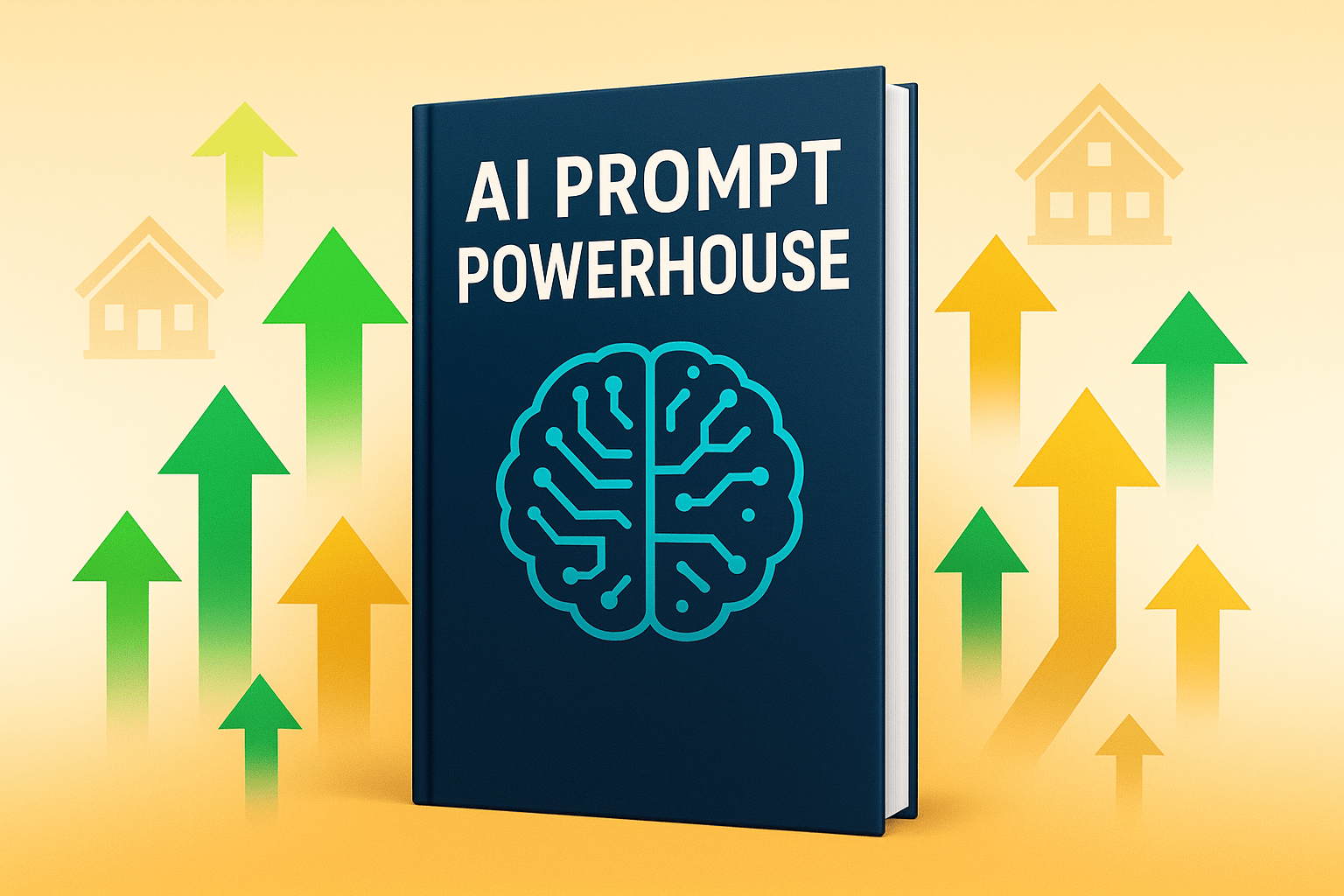 Ảnh bìa tài liệu hướng dẫn Ebook 'AI Prompt Powerhouse' hiển thị trên màn hình máy tính bảng hiện đại.